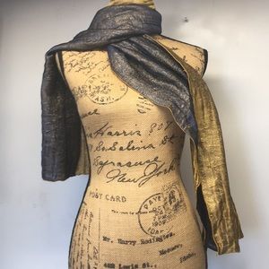 Basile Gold/Blue Scarf. Made in Italy